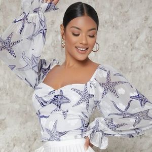 Startfish shell open back crop top